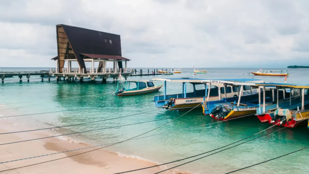 Gili Meno Port Facilities showing pier and passenger service area on Gili Meno Island
