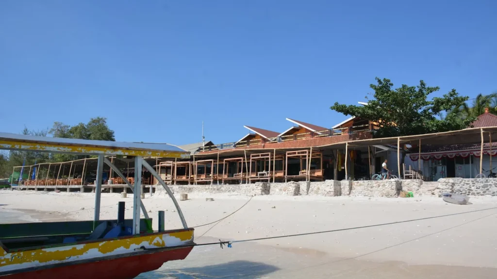 Near Gili Meno Port showing surrounding coastal area and village atmosphere